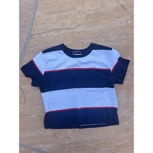 Brandy Melville Blue Red White Cropped Shirt Size XS/OS Y2K